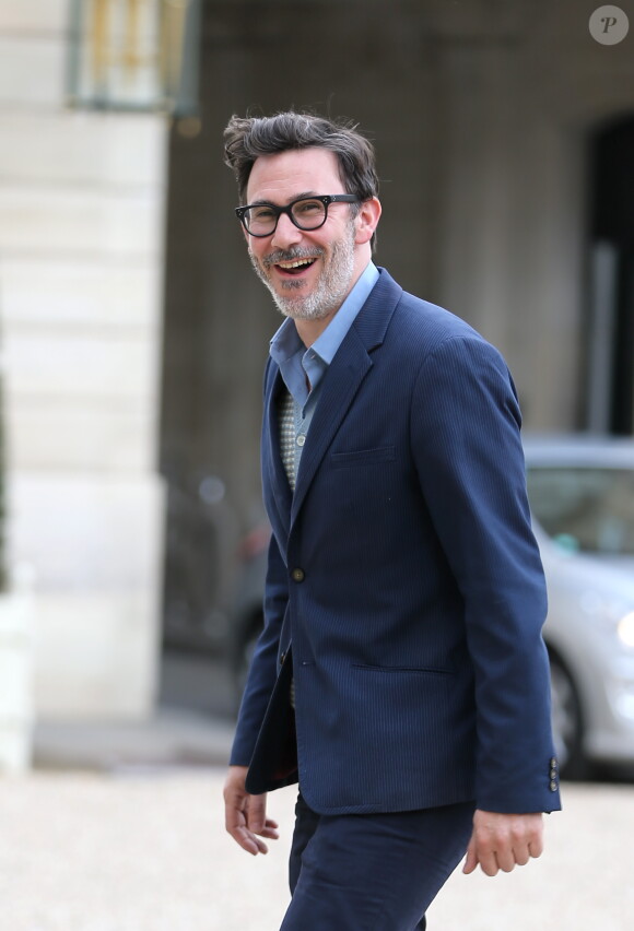 Michel Hazanavicius - François Hollande, le président de la République reçoit pour déjeuner les réalisateurs sélectionnés en compétition officielle au Festival du Film de Cannes au palais de l'Elysée à Paris, le 30 avril 2014. 