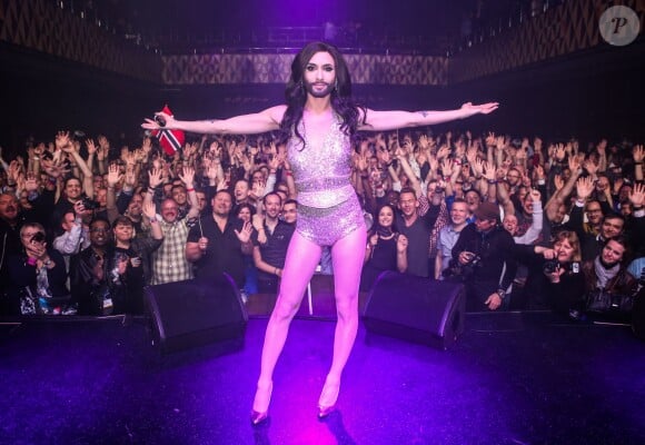 Conchita Wurst (Autriche) lors du concours de l'Eurovision 2014 à Copenhague. Le 4 mai 2014.