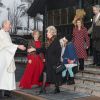 La princesse Märtha-Louise, son époux Ari Behn et leurs filles les princesses Maud, Leah et Emma lors de la messe de Noël à Oslo, le 25 décembre 2013 à l'église d'Holmenkollen