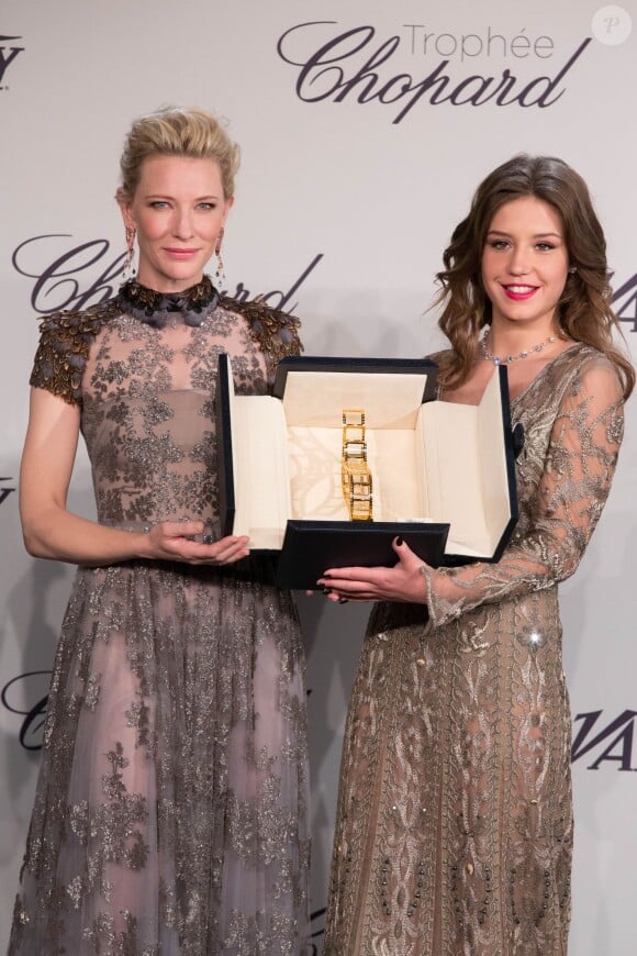 Cate Blanchett, Adèle Exarchopoulos - Remise du trophée Chopard à l'hôtel Martinez lors du 67e festival international du film de Cannes, le 15 mai 2014.