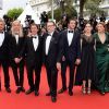 Bertrand Bonello, Gaspard Ulliel, Léa Seydoux, Jérémie Renier, Aymeline Valade, Amira Casar et Helmut Berger lors de la montée des marches du film Saint-Laurent à l'occasion du 67e Festival de Cannes, le 17 mai 2014.