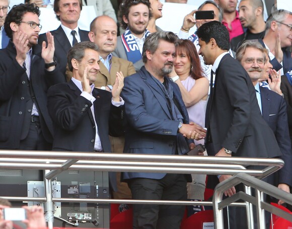 Nicolas Sarkozy et Nasser al-Khelaïfi assistent au match Psg-Montpellier au Parc des Princes à Paris, le 17 mai 201417/05/2014 - Paris