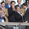 Anne Hidalgo, Nicolas Sarkozy et Nasser al-Khelaïfi assistent au match Psg-Montpellier au Parc des Princes à Paris, le 17 mai 201417/05/2014 - Paris