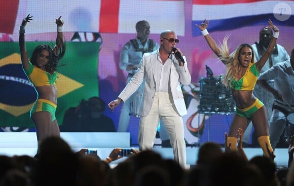 Pitbull sur la scène des Billboard Music Awards à Las Vegas, le 18 mai 2014.