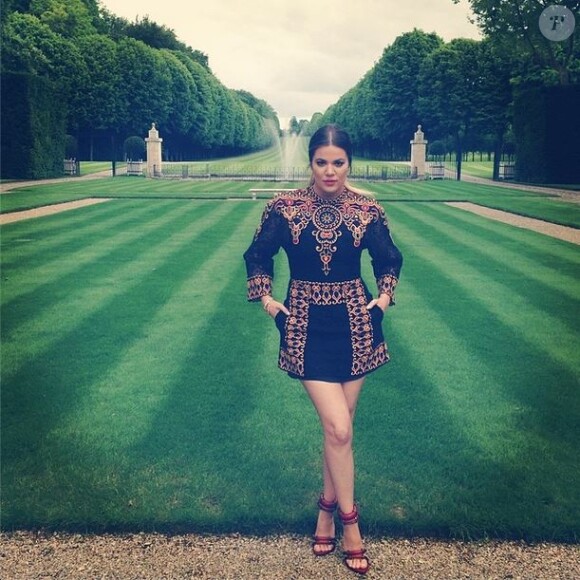 Khloé Kardashian lors du brunch de coup d'envoi du mariage de Kanye West et Kim Kardashian, au château de Wideville. Crespières, le 23 mai 2014.