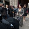 Kim Kardashian, sa fille North et sa mère Kris Jenner se rendent au château de Wideville. Paris, le 23 mai 2014.