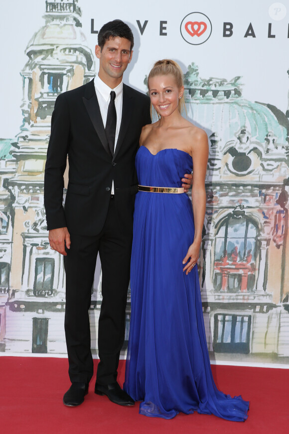 Novak Djokovic et Jelena Ristic lors du gala Love Ball à l'Opéra Garnier de Monaco le 27 juillet 2013