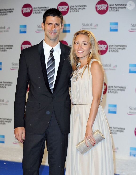 Novak Djokovic et Jelena Ristic au gala "Winter Whites" au Royal Albert Hall de Londres le 8 décembre 2012