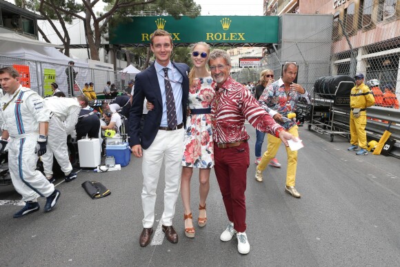 Pierre Casiraghi et sa compagne Beatrice Borromeo avec Eddie Jordan le 25 mai 2014 au Grand Prix de Monaco