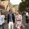Pierre Casiraghi et Beatrice Borromeo en couple dans les coulisses du Grand Prix de Monaco le 25 mai 2014