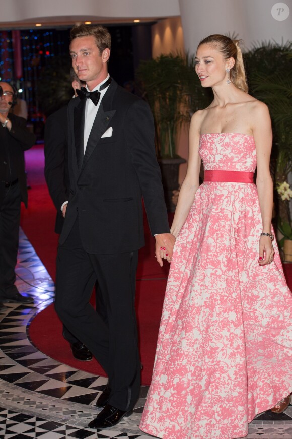 Pierre Casiraghi et Beatrice Borromeo arrivant au Sporting de Monte-Carlo pour le gala de l'ACM ponctuant le Grand Prix de F1 de Monaco le 25 mai 2014