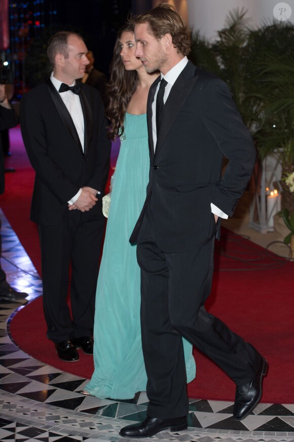 Andrea Casiraghi et son épouse Tatiana Santo Domingo arrivant au gala de l'ACM ponctuant le Grand Prix de F1 de Monaco le 25 mai 2014 au Sporting de Monte-Carlo