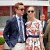 Pierre Casiraghi et sa compagne Beatrice Borromeo, complices jusqu'au bout des lunettes, ont profité le 25 mai 2014 du Grand Prix de Monaco