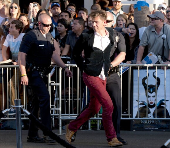 Les policiers de Los Angeles ont arrêté Vitalii Sediuk après qu'il a agressé Brad Pitt sur le tapis rouge du film Maléfique à Los Angeles le 28 mai 2014