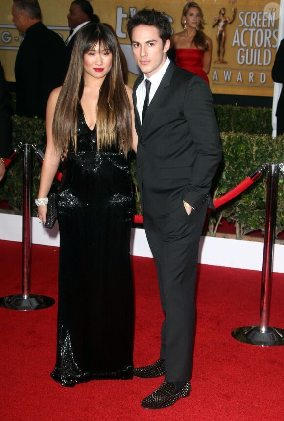 Jenna Ushkowitz et son ex-chéri Michael Trevino à la 19e cérémonie des "Screen Actors Guild Awards" à Los Angeles, le 27 janvier 2013.