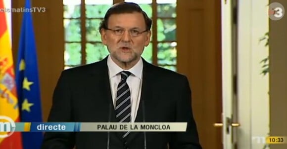 Mariano Rajoy, chef du gouvernement espagnol, annonce l'abdication du roi Juan Carlos d'Espagne le 2 juin 2014. 