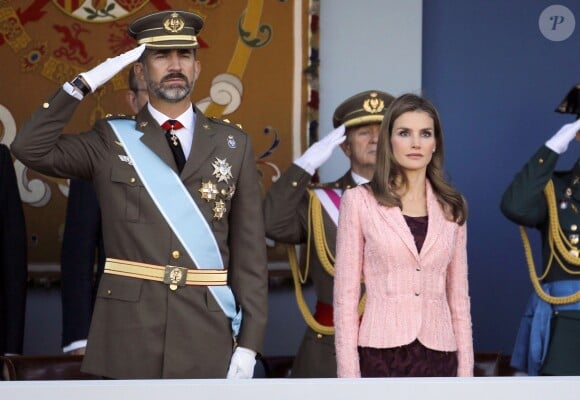 Le Prince Felipe d'Espagne et la princesse Letizia d'Espagne à Madrid, le 12 octobre 2013. 