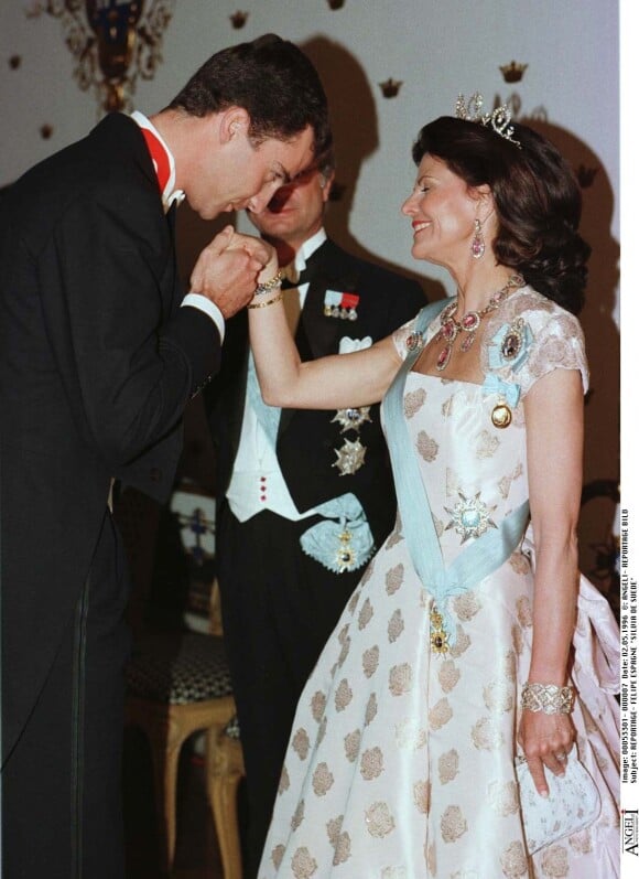 Le prince Felipe d'Espagne et la reine Silvia de Suède à Stockholm en 1996