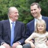Juan Carlos d'Espagne, Felipe et sa fille Leonor à Madrid le 10 septembre 2012. 