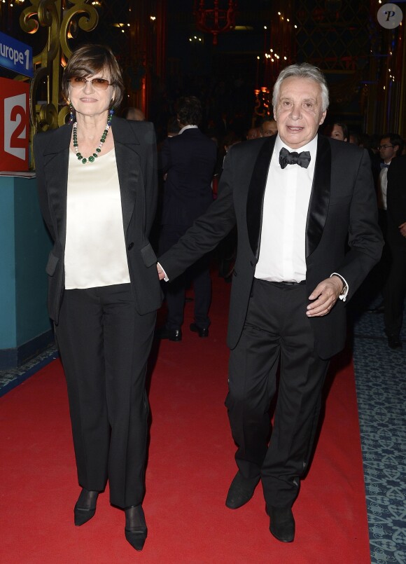 Michel Sardou et sa femme Anne-Marie Périer lors de la 26e nuit des Molières aux Folies Bergère à Paris, le 2 juin 2014.
