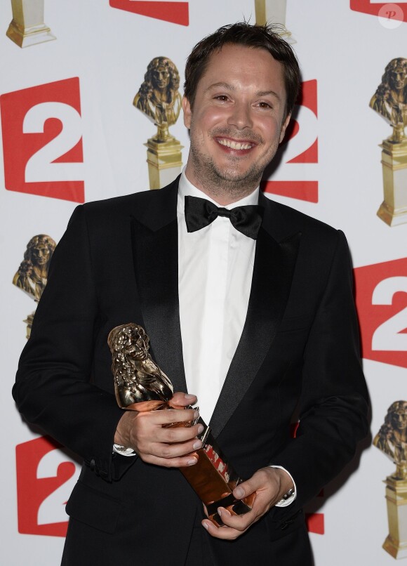 Davy Sardou (prix du meilleur acteur dans un second rôle) lors de la 26e nuit des Molières aux Folies Bergère à Paris, le 2 juin 2014.