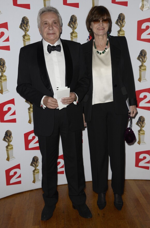 Michel Sardou et sa femme Anne-Marie Périer lors de la 26e nuit des Molières aux Folies Bergère à Paris, le 2 juin 2014.