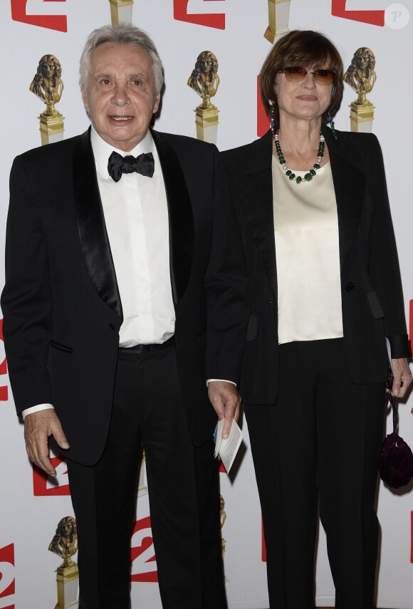 Michel Sardou et sa femme Anne-Marie Périer lors de la 26e nuit des Molières aux Folies Bergère à Paris, le 2 juin 2014.
