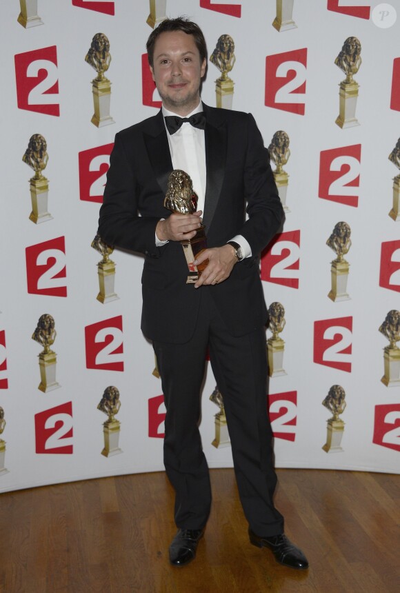 Davy Sardou (prix du meilleur acteur dans un second rôle) lors de la 26e nuit des Molières aux Folies Bergère à Paris, le 2 juin 2014.