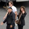 LaToya Jackson en compagnie de Jeffre Phillips et de son neveu Prince, en visite sur le tournage de la série "90210" à Los Angeles, le 4 mars 2013.