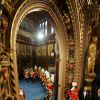 Image de la cérémonie d'inauguration du Parlement par la reine Elizabeth II, le 4 juin 2014 au palais de Westminster, à Londres. Le rendez-vous rituel au cours duquel la monarque présente l'agenda politique du gouvernement.