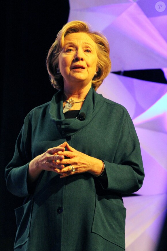Hillary Clinton donne une conférence à l'Institut "Scrap Recycling Industries" à Las Vegas. Le 10 avril 2014.