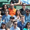 Amel Bent et son ami, Louise Monot, Sofia Essaïdi et son compagnon Adrien Galo lors des Internationaux de France de tennis de Roland-Garros à Paris, le 5 juin 2014.