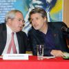 Jean-Paul Huchon et Antoine de Caunes à la conférence de presse de Solidays, le 4 juin 2014.