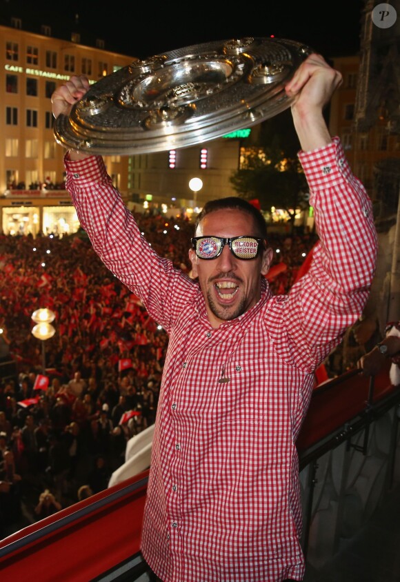 Franck Ribery célèbre le titre de champion d'Allemagne avec le Bayern Munich le 10 mai 2014. 