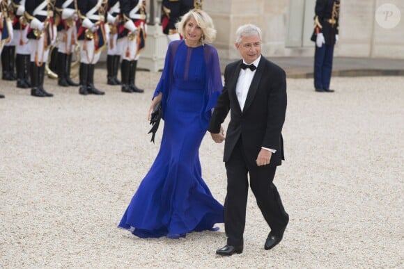 Claude Bartolone et sa femme Véronique Bartolone lors du banquet à l'Elysée donné en l'honneur de la reine Elizabeth II, Paris, le 6 juin 2014.