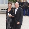 Jean-Yves Le Drian et sa femme lors du banquet à l'Elysée donné en l'honneur de la reine Elizabeth II, Paris, le 6 juin 2014.