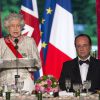 Elizabeth II et François Hollande lors du banquet à l'Elysée donné en l'honneur de la reine Elizabeth II, Paris, le 6 juin 2014.