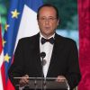 President Francois Hollande of France speaks during a state banquet at the Elysee Palace, Paris, France on June 6, 2014, attended by Queen Elizabeth II and the Duke of Edinburgh as part of the Queen's State visit to France. Photo by Ray Tang/PA Wire/ABACAPRESS.COM07/06/2014 - Paris