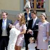 La princesse Estelle de Suède lors de la séance photo des parrains et marraines à la sortie de la chapelle royale après le baptême de la princesse Leonore à Stockholm le 8 juin 2014.