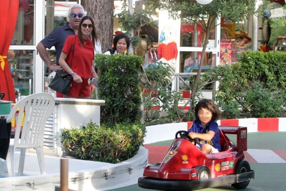 Flavio Briatore et Elisabetta Gregoraci ont admiré les talents de pilote de leur fils Nathan Falco dans les rues de Marina di Pietrasanta, le 7 juin 2014