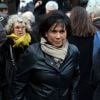 Anne Sinclair assiste aux obsèques de Erik Izraelewicz, ancien directeur du journal Le Monde, au Père Lachaise à Paris. Le 4 décembre 2012.