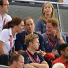Kate Middleton, le prince William et le prince Harry, des supporters enflammés le 2 août 2012 au vélodrome de Londres lors des Jeux olympiques.