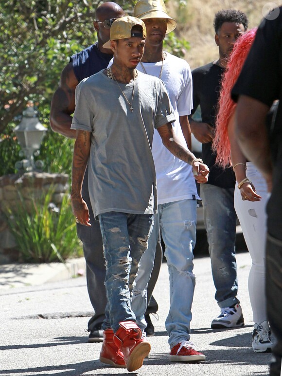 Tyga a assisté à la fête de sortie de prison de Chris Brown, à Beverly Hills. Le 5 juin 2014.