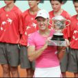  Justine H&eacute;nin, apr&egrave;s sa victoire &agrave; Roland-Garros, le 9 juin 2007 &agrave; Paris 