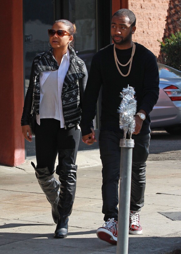 Exclusif - Christina Milian et son fiancé Jas Prince vont déjeuner au restaurant à Los Angeles, le 4 janvier 2014.