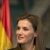 La reine Letizia d'Espagne a assisté à une rencontre avec des associations de victimes de terrorisme avec son époux, le roi Felipe VI et ensemble ont participé à une cérémonie en mémoire des victimes, le 21 juin 2014 à Madrid au palais Zurbano