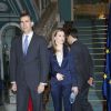 Le roi Felipe VI et son épouse la reine Letizia d'Espagne ont assisté à une rencontre avec des associations de victimes de terrorisme et ont participé à une cérémonie en mémoire des victimes, le 21 juin 2014 à Madrid au palais Zurbano