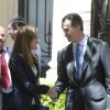 Le roi Felipe VI et son épouse la reine Letizia d'Espagne ont assisté à une rencontre avec des associations de victimes de terrorisme et ont participé à une cérémonie en mémoire des victimes, le 21 juin 2014 à Madrid au palais Zurbano