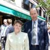 Catherine Mathivat et Louis Giscard d'Estaing lors du déjeuner Père & Fils, mardi 24 juin 2014, aux Deux Magots à Paris.