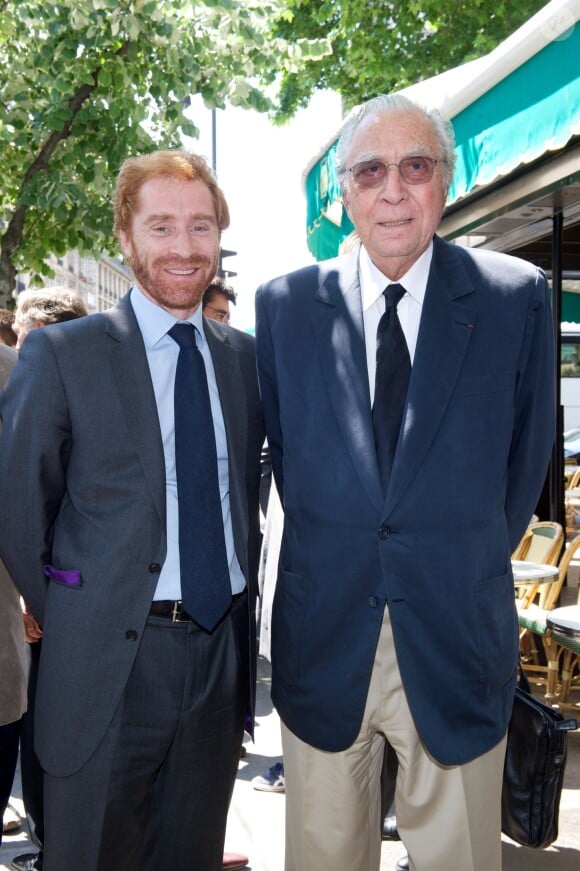 Jean-Marie Rossi et son fils Fritz lors du déjeuner Père & Fils, mardi 24 juin 2014, aux Deux Magots à Paris.